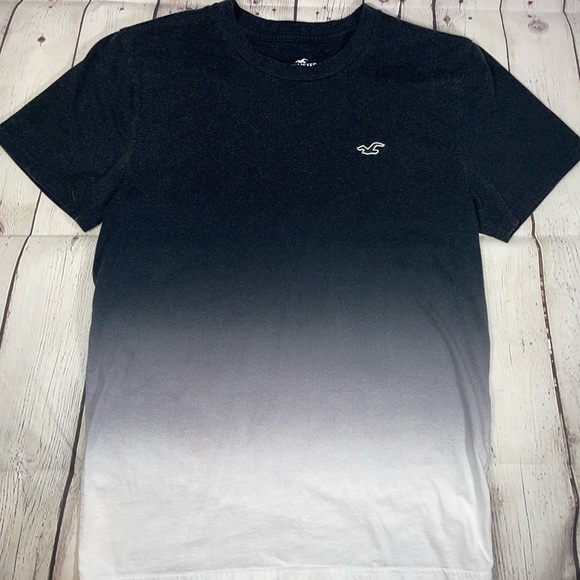 Men’s Ombré Hollister Logo Icon Crewneck T-Shirt Black To White - Picture 5 of 5